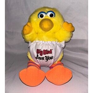 Hasbro Softies Sesame Street Big Bird Luvs You Plush 1988 Vintage Washable